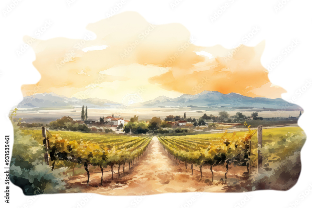 Naklejka premium PNG Vineyard outdoors farm architecture.