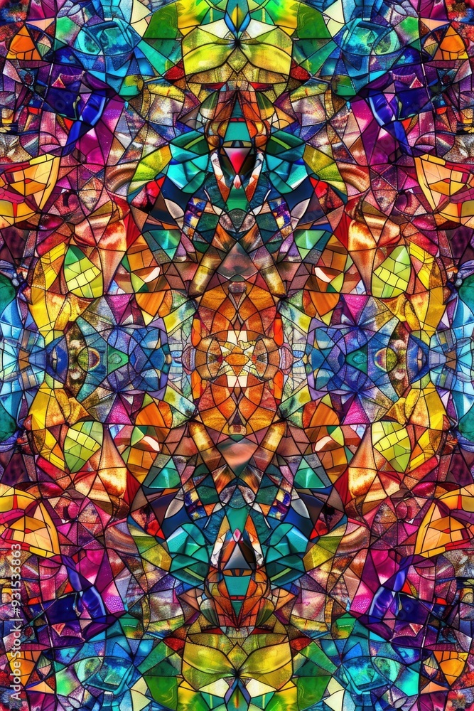 Abstract Colorful Stained Glass Pattern