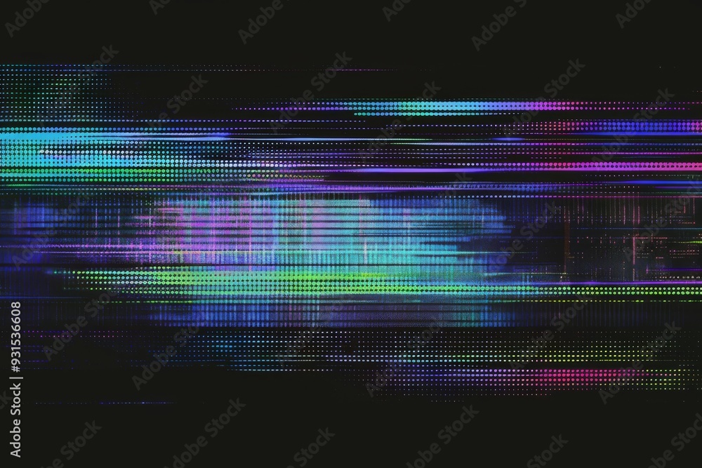 custom made wallpaper toronto digitalA blue, mint, pink and yellow background with interlaced digital glitches and distortions, and a retro 80s 90s cyberpunk aesthetic.
