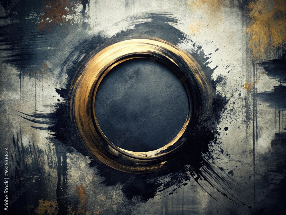 bold black brush strokes forming circle around modern logo moody dramatic lighting high angle shot gritty texture urban concept bold black brush strokes forming circle around modern logo moody dramatic lighting high angle shot gritty texture urban concept