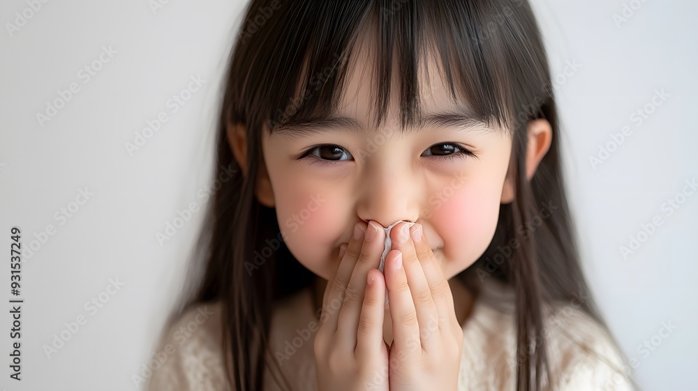 Child sneezing, white background, close-up with hands in frame, Nikon Z6 II with 50mm lens, soft daylight, detailed facial features, innocent and natural, clean and crisp, refreshing mood Child sneezing, white background, close-up with hands in frame, Nikon Z6 II with 50mm lens, soft daylight, detailed facial features, innocent and natural, clean and crisp, refreshing mood