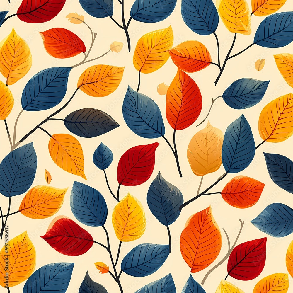 Obraz premium Seamless autumn pattern with leaves