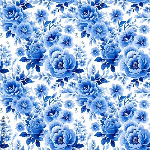Blue flowers seamless pattern tile