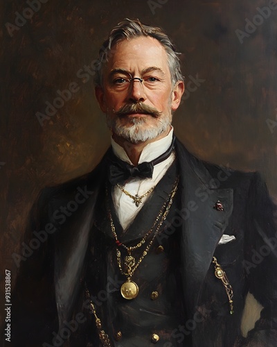 Dignified Victorian Gentleman in Opulent Drawing Room Portrait
