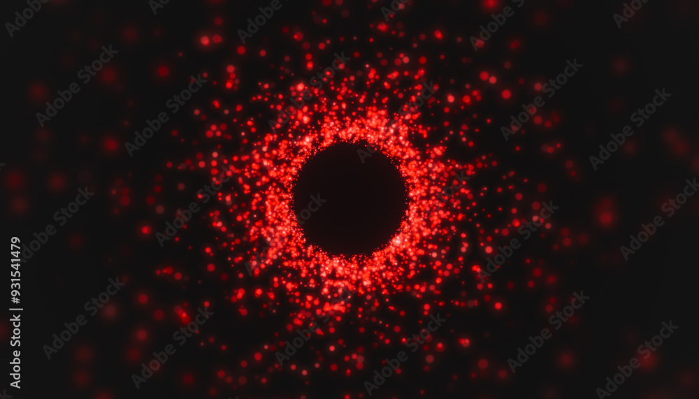 Illustation of red particles in a tunnel on a dark background - abstract background. Illustation of red particles in a tunnel on a dark background - abstract background.