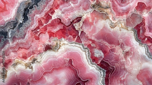 Polished thulite crystal showing rich pink color variations photo