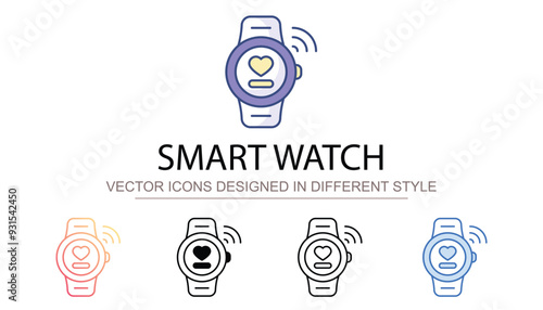 Smart Watch icon design with white background stock illustration