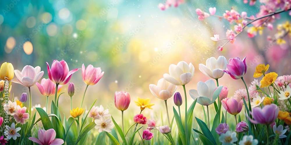 Spring flower background with blooming flowers in pastel colors , Spring, flower, background, bloom, pastel, colors, floral Spring flower background with blooming flowers in pastel colors , Spring, flower, background, bloom, pastel, colors, floral