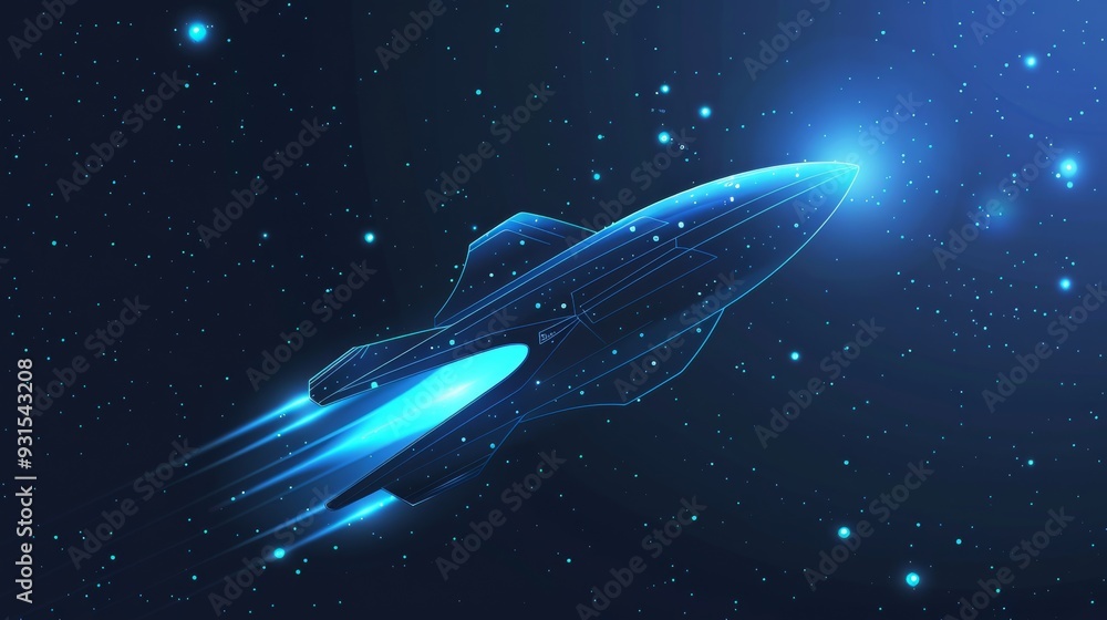 A retro futurism background features a spaceship streaking through the stars A retro futurism background features a spaceship streaking through the stars