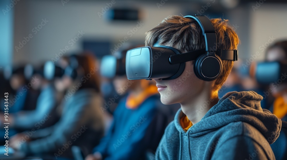 AI-Enhanced Personalized Learning Environments in Virtual Reality: Students engaging in VR classrooms tailored to their learning styles and needs by AI. AI-Enhanced Personalized Learning Environments in Virtual Reality: Students engaging in VR classrooms tailored to their learning styles and needs by AI.