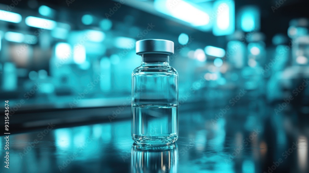 Precise FDA Approval - Close-up HDR Image of Vaccine Vial Under Cool Lighting with Lab Background Blur Precise FDA Approval - Close-up HDR Image of Vaccine Vial Under Cool Lighting with Lab Background Blur