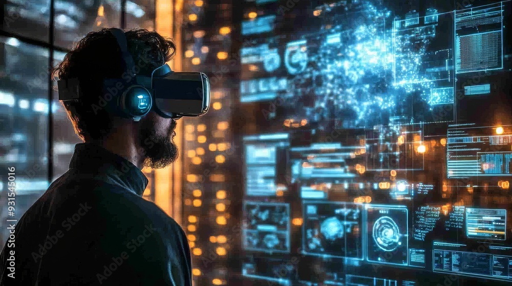 AI-Enhanced Remote Work Platforms with Virtual Reality Offices: Users interacting in a virtual office space, where AI enhances communication and task management. AI-Enhanced Remote Work Platforms with Virtual Reality Offices: Users interacting in a virtual office space, where AI enhances communication and task management.