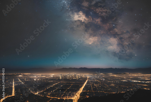 city at night with clouds photo