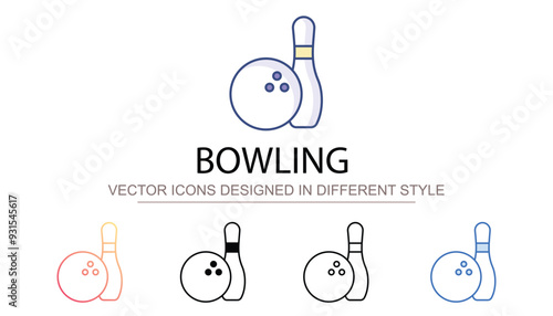Bowling icon design with white background stock illustration