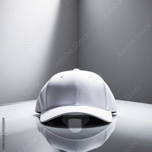 Blank Cap Mockup on Clean Surface for Fashion Logo Design photo