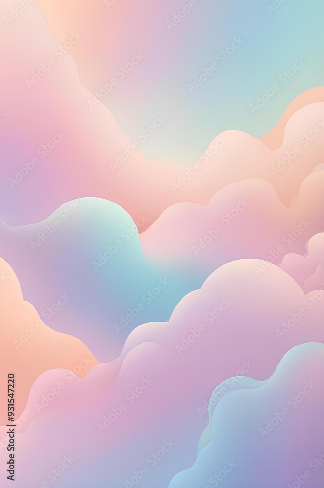 Layered Fluffy Clouds in Pastel Tones Layered Fluffy Clouds in Pastel Tones
