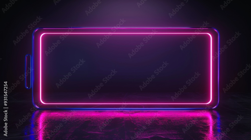 Sci-fi futuristic geometric poster web page PPT background with neon metal frame