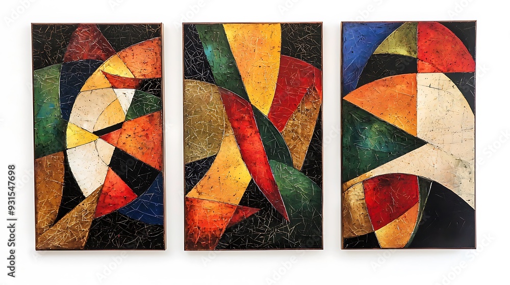 Fototapeta premium Vintage grunge flag texture on wooden wall with colorful mosaic pattern