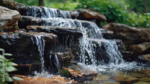 Waterfall at the Atlanta Botanical Gardens : Generative AI