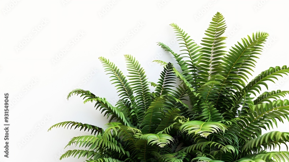 Tropical plant fern bush shrub tree isolated on white background with clipping path : Generative AI Tropical plant fern bush shrub tree isolated on white background with clipping path : Generative AI