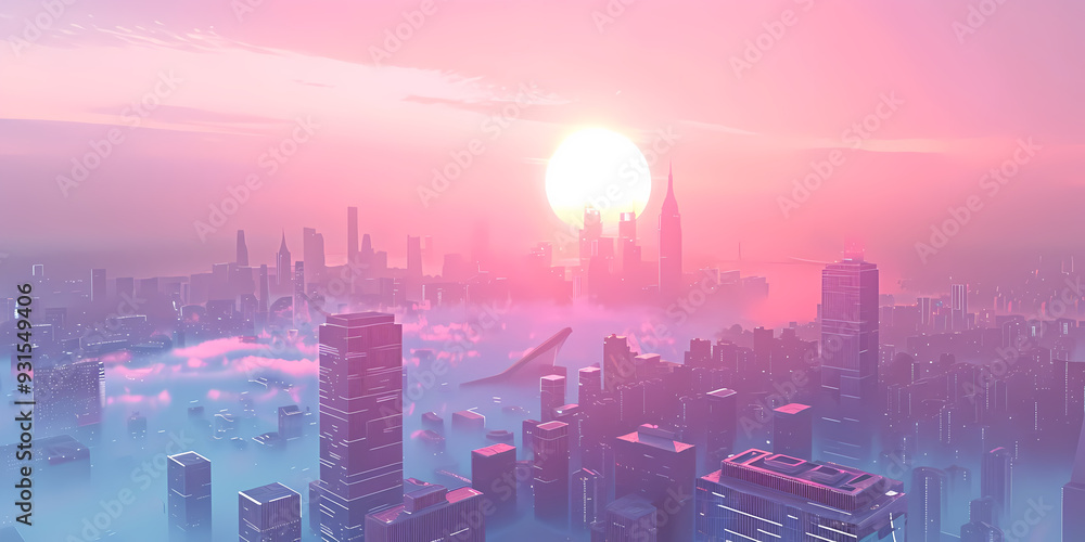 Fototapeta premium city skyline in fog