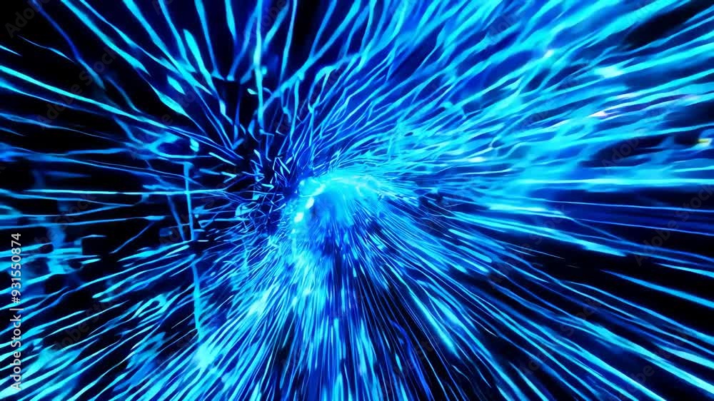 Vivid blue hyperspeed zoom effect through vortex Vivid blue hyperspeed zoom effect through vortex