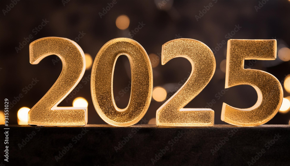 Golden number 2025. New Year celebration. Dark backdrop. Golden number 2025. New Year celebration. Dark backdrop.