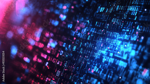 Wallpaper Mural Tech background with floating numbers, matrix particles, and virtual reality grid. Smart build, hardware core, quantum form, and future technology.  Torontodigital.ca