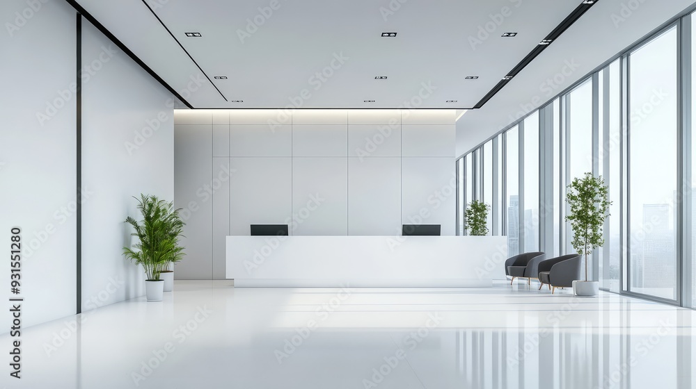 A contemporary office lobby with white walls and minimal furnishings, highlighting the role of white space in creating a modern atmosphere. A contemporary office lobby with white walls and minimal furnishings, highlighting the role of white space in creating a modern atmosphere.