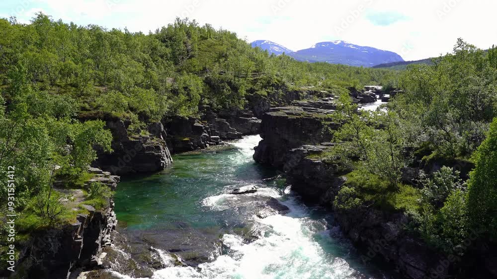 Abisko river and canyon in National Park Abisko, Sweden.