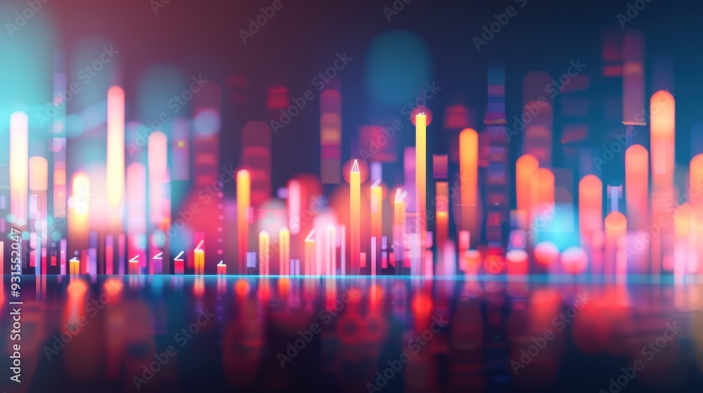 Abstract Cityscape with Neon Lights and Reflections Abstract Cityscape with Neon Lights and Reflections