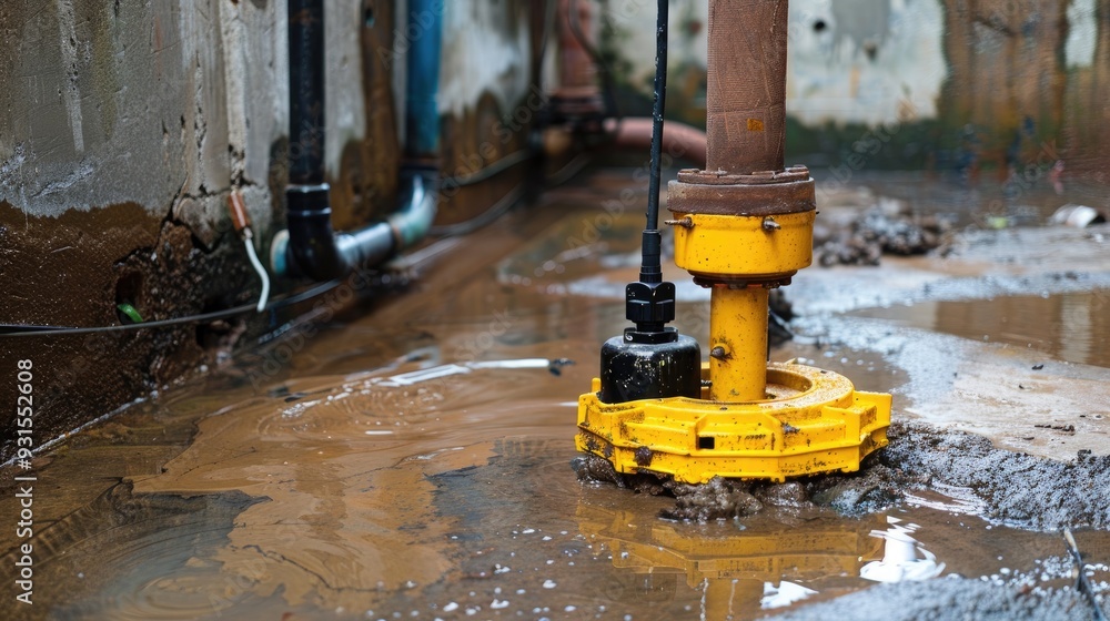 Sump pump with yellow backup for underground water drainage