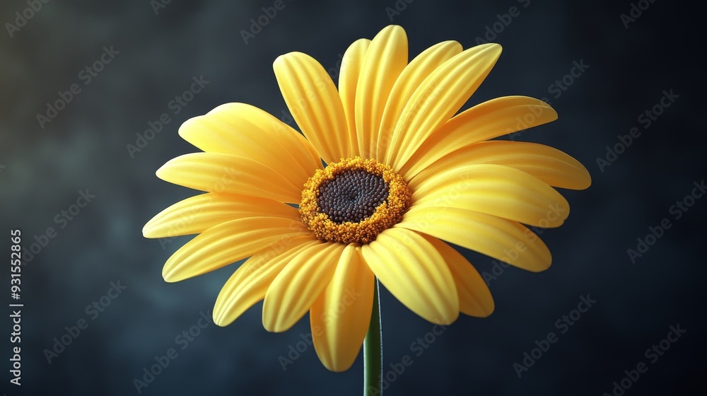 A yellow flower with a black center A yellow flower with a black center