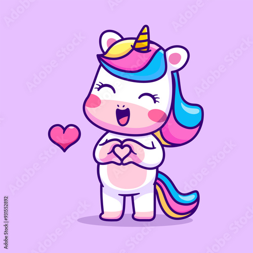 Cute Unicorn With Love Sign Hand Cartoon Vector Icon
Illustration. Animal Love Icon Concept Isolated Premium
Vector. Flat Cartoon Style