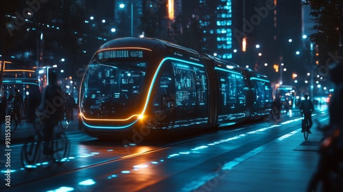 Futuristic AI-Managed Urban Mobility Networks: A city where AI coordinates all forms of transportation, from bikes to buses, for seamless urban mobility.