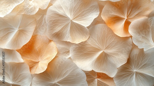 Nature abstract of flower petals, beige transparent leaves with natural texture as natural background or wallpaper.