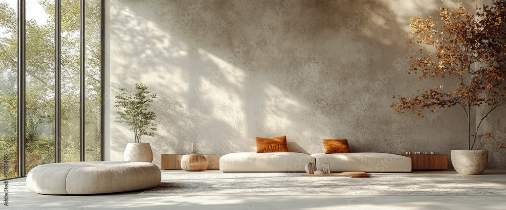Modern Luxury Interior Mood Board In Natural Tones, Photo Realistic Modern Luxury Interior Mood Board In Natural Tones, Photo Realistic