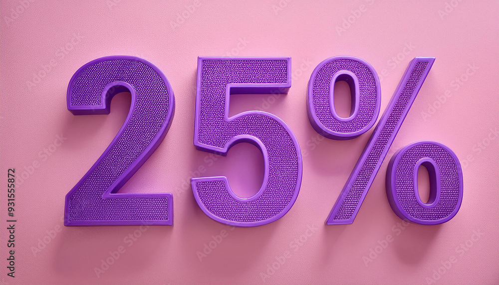 Violet 25% text isolated on pink backdrop. 3D rendering. Perfect for business concepts, online sales Violet 25% text isolated on pink backdrop. 3D rendering. Perfect for business concepts, online sales