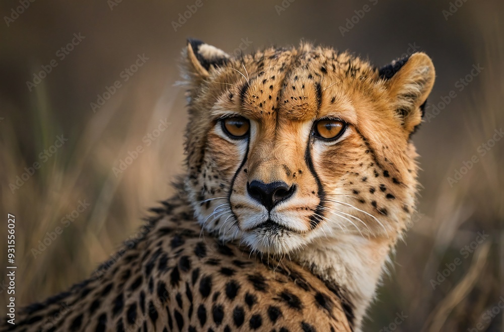 Close-Up Portrait of Cheetah in Natural Habitat Close-Up Portrait of Cheetah in Natural Habitat