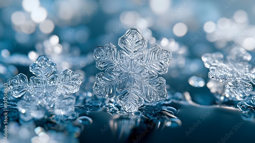 Uniformity in Nature Mesmerizing 3D Rendered Snowflakes on Glass Uniformity in Nature Mesmerizing 3D Rendered Snowflakes on Glass