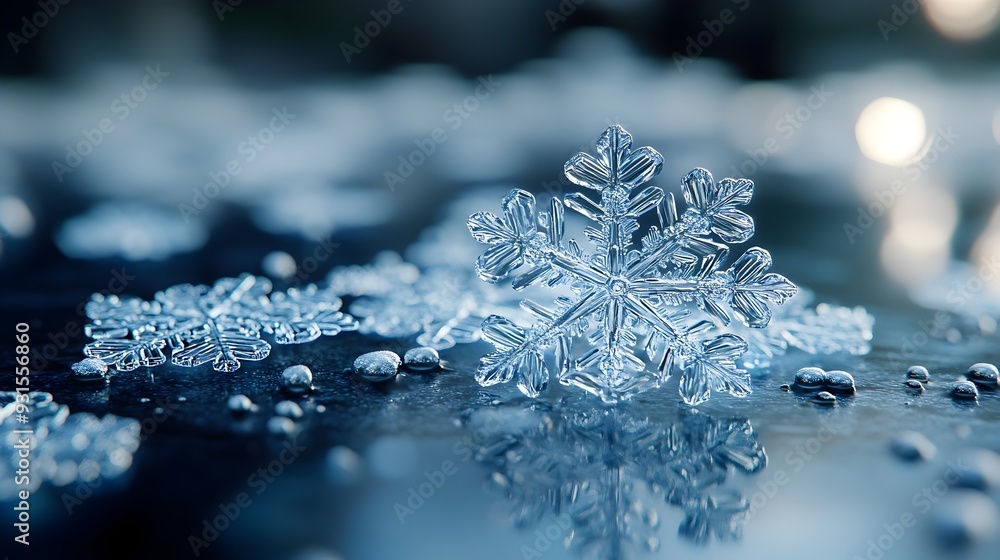 Uniform Snowflake Patterns on Transparent Glass Surface Uniform Snowflake Patterns on Transparent Glass Surface