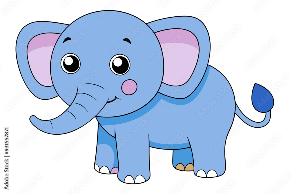 Elephant Vector Illustration - Kawaii, Linocut, Cartoon, Clipart, Line Art Design Elephant Vector Illustration - Kawaii, Linocut, Cartoon, Clipart, Line Art Design