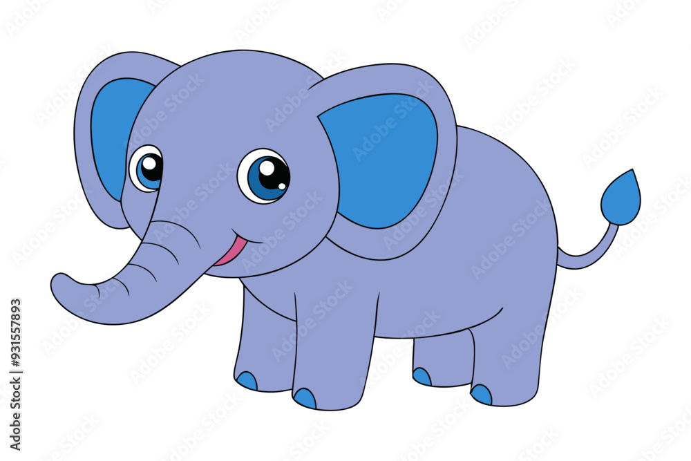 Elephant Vector Illustration - Kawaii, Linocut, Cartoon, Clipart, Line Art Design Elephant Vector Illustration - Kawaii, Linocut, Cartoon, Clipart, Line Art Design