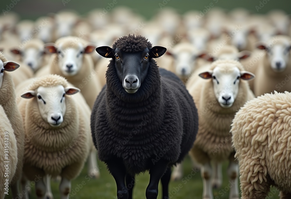 Fototapeta premium Black Sheep: A Visionary Leader Inspiring Change