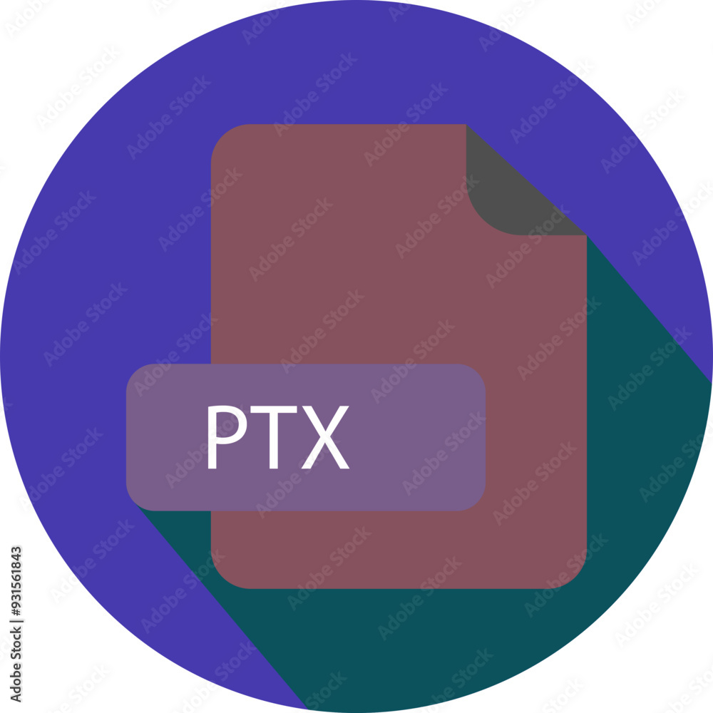 PTX File extension icon with black shadow circular icon