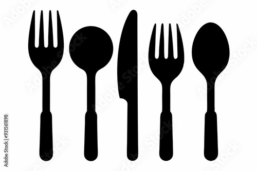 Set of Silhouette cutlery icon vector