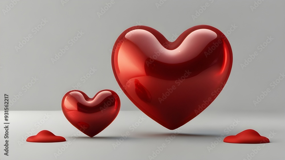 red two hearts on white background red two hearts on white background