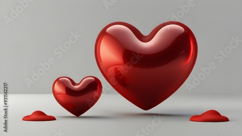 red two hearts on white background