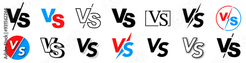 Set of versus logo letters. Versus letter logo collection. VS letters for sports. Battle vs match, games. Vector illustration