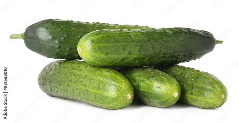 Pile of fresh cucumbers isolated on white Pile of fresh cucumbers isolated on white